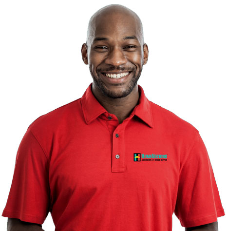 African American man wearing a Home Vestor t-shirt